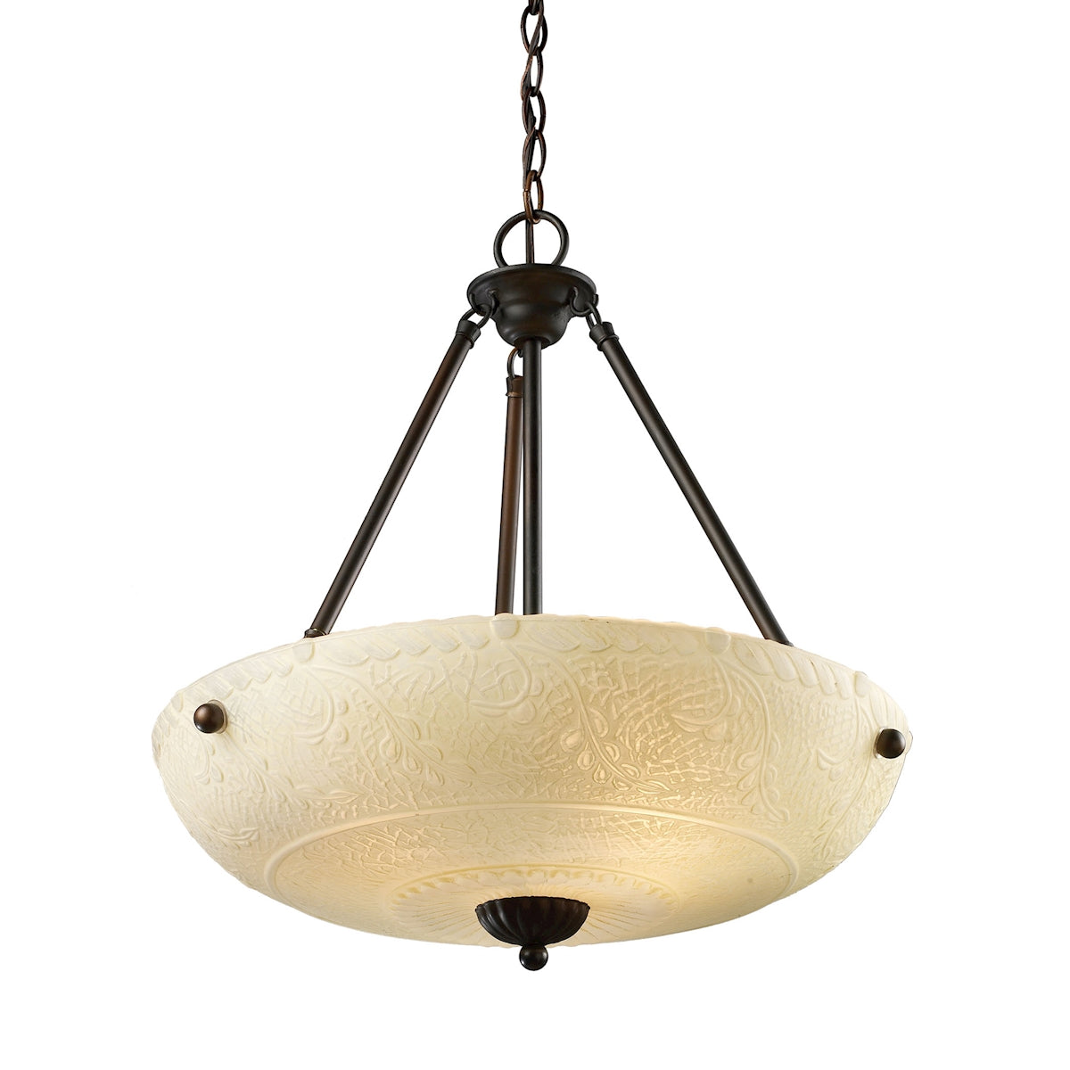 ELK Lighting 66322-4 Norwich 4-Light Pendant in Aged Bronze with Amber Glass