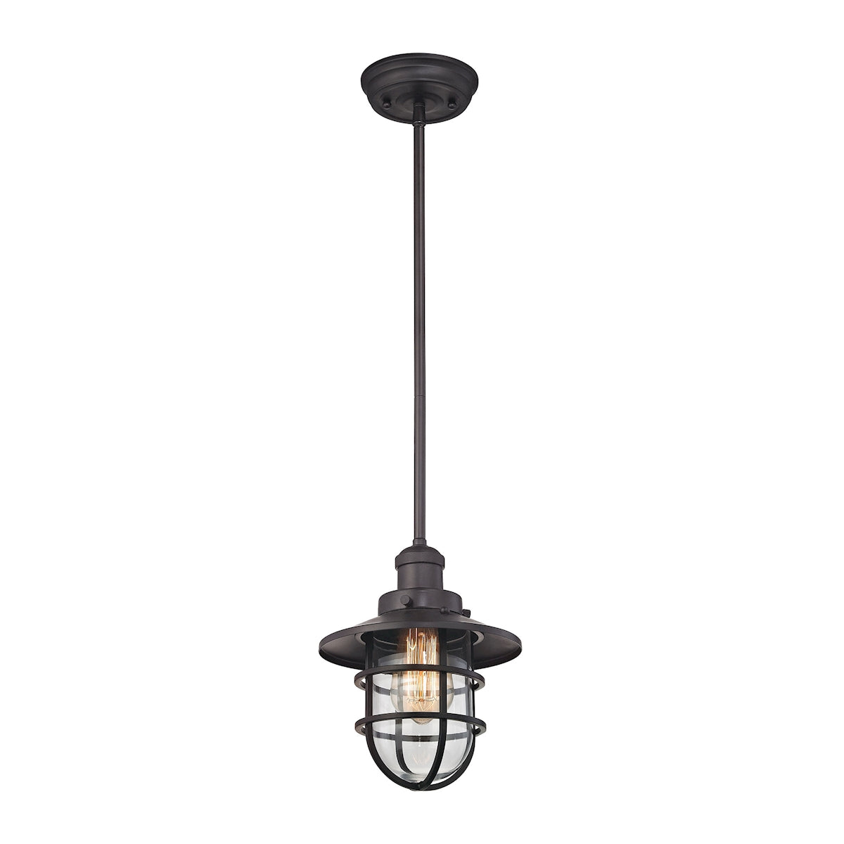 ELK Lighting 66364/1 Seaport 1-Light Mini Pendant in Oil Rubbed Bronze with Clear Glass