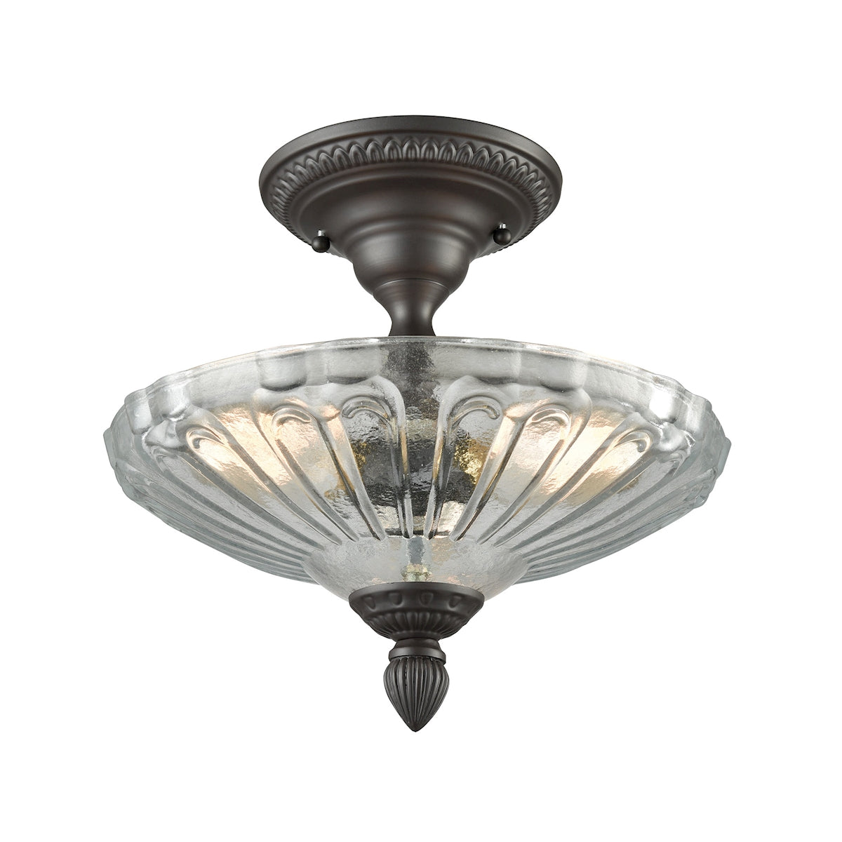 ELK Lighting 66392-3 Restoration 3-Light Semi Flush in Oil Rubbed Bronze with Clear and Frosted Glass