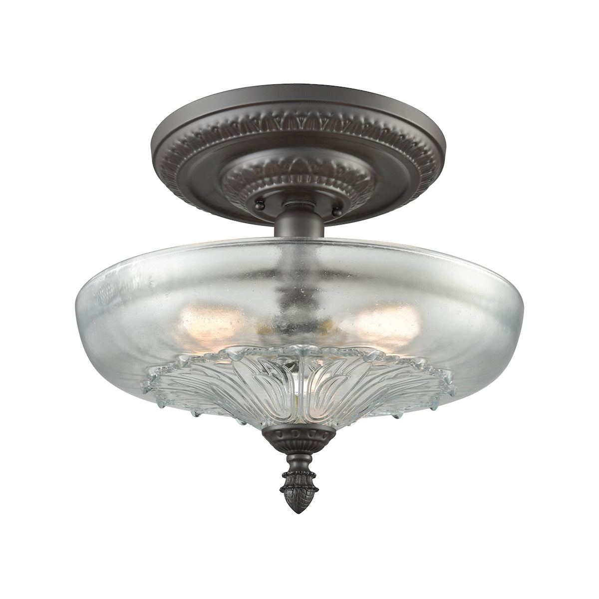 ELK Lighting 66395-3 Restoration 3-Light Semi Flush in Oil Rubbed Bronze with Clear and Frosted Glass