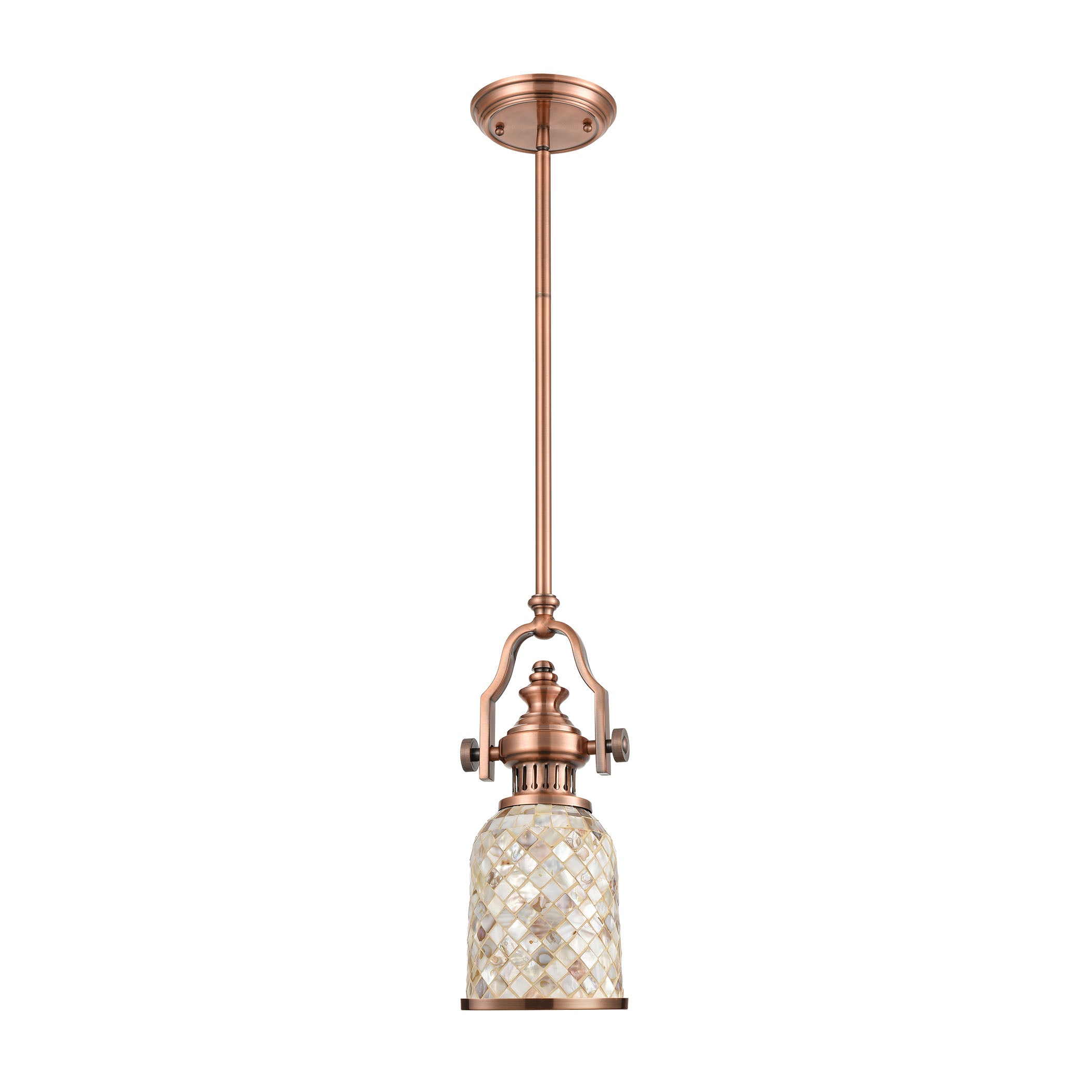 ELK Lighting 66442-1 Chadwick 1-Light Mini Pendant in Antique Copper with Cappa Shell Shade