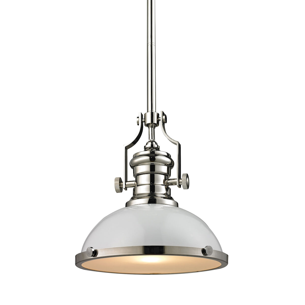 ELK Lighting 66515-1 Chadwick 1-Light Pendant in Polished Nickel with Gloss White Shade