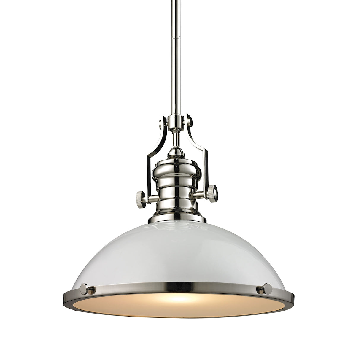 ELK Lighting 66516-1 Chadwick 1-Light Pendant in Polished Nickel with Gloss White Shade