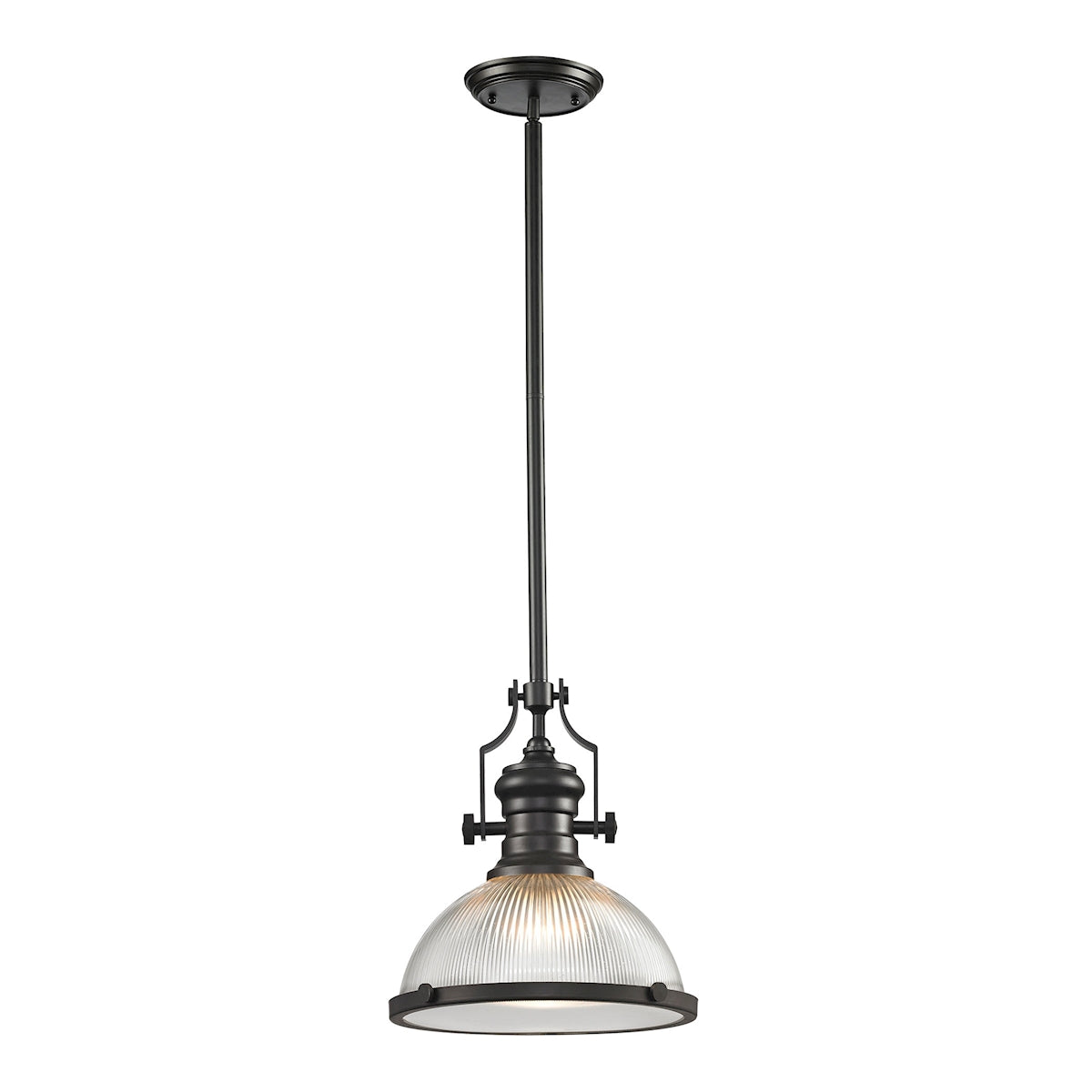 ELK Lighting 66533-1 Chadwick 1-Light Pendant in Oil Rubbed Bronze with Clear Ribbed Glass