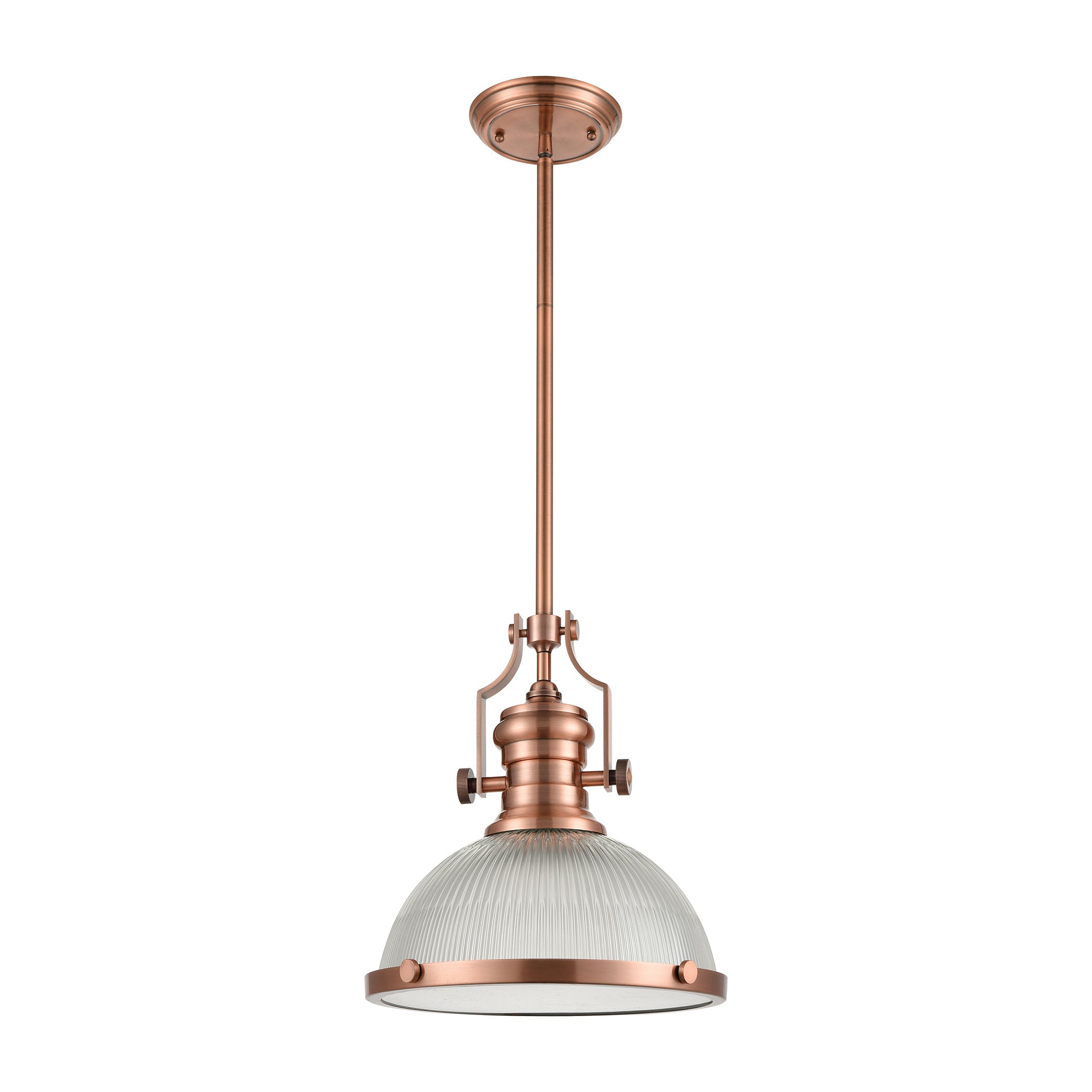 ELK Lighting 66543-1 Chadwick 1-Light Pendant in Antique Copper with Clear Ribbed Glass