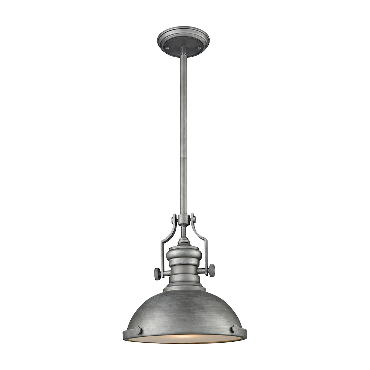 ELK Lighting 66584-1 Chadwick 1-Light Pendant in Weathered Zinc with Metal and Frosted Glass Diffuser