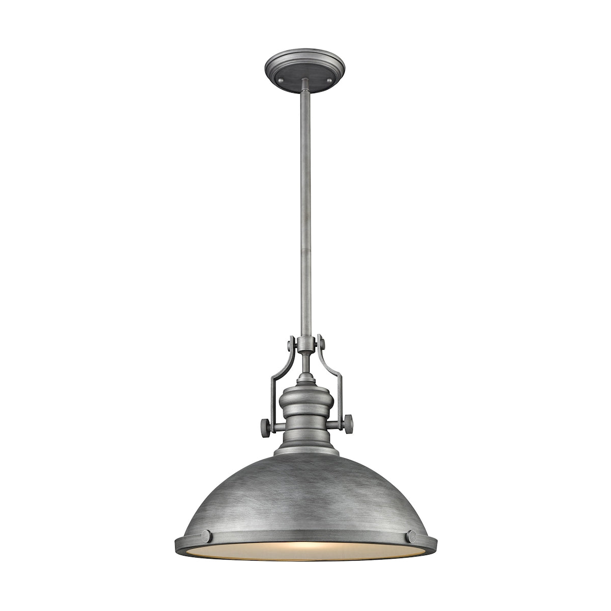 ELK Lighting 66588-1 Chadwick 1-Light Pendant in Weathered Zinc with Metal and Frosted Glass Diffuser