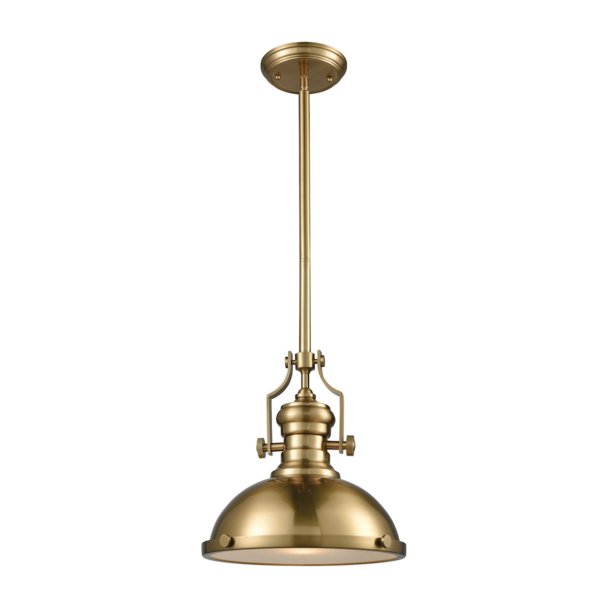 ELK Lighting 66594-1 Chadwick 1-Light Pendant in Satin Brass with Metal and Frosted Glass Diffuser