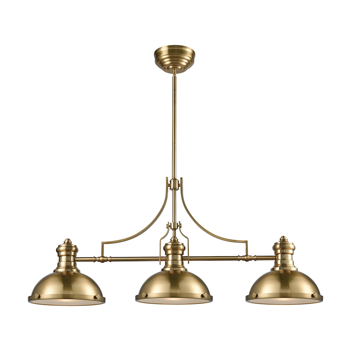 ELK Lighting 66595-3 Chadwick 3-Light Island Light in Satin Brass with Metal and Frosted Glass Diffuser