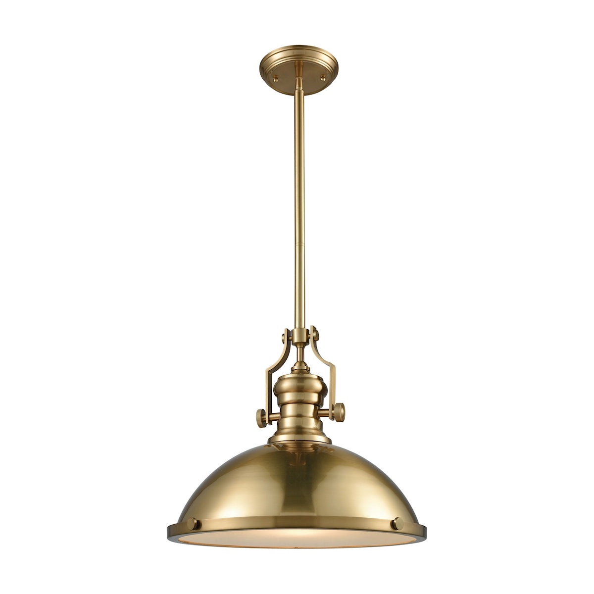 ELK Lighting 66598-1 Chadwick 1-Light Pendant in Satin Brass with Metal and Frosted Glass Diffuser