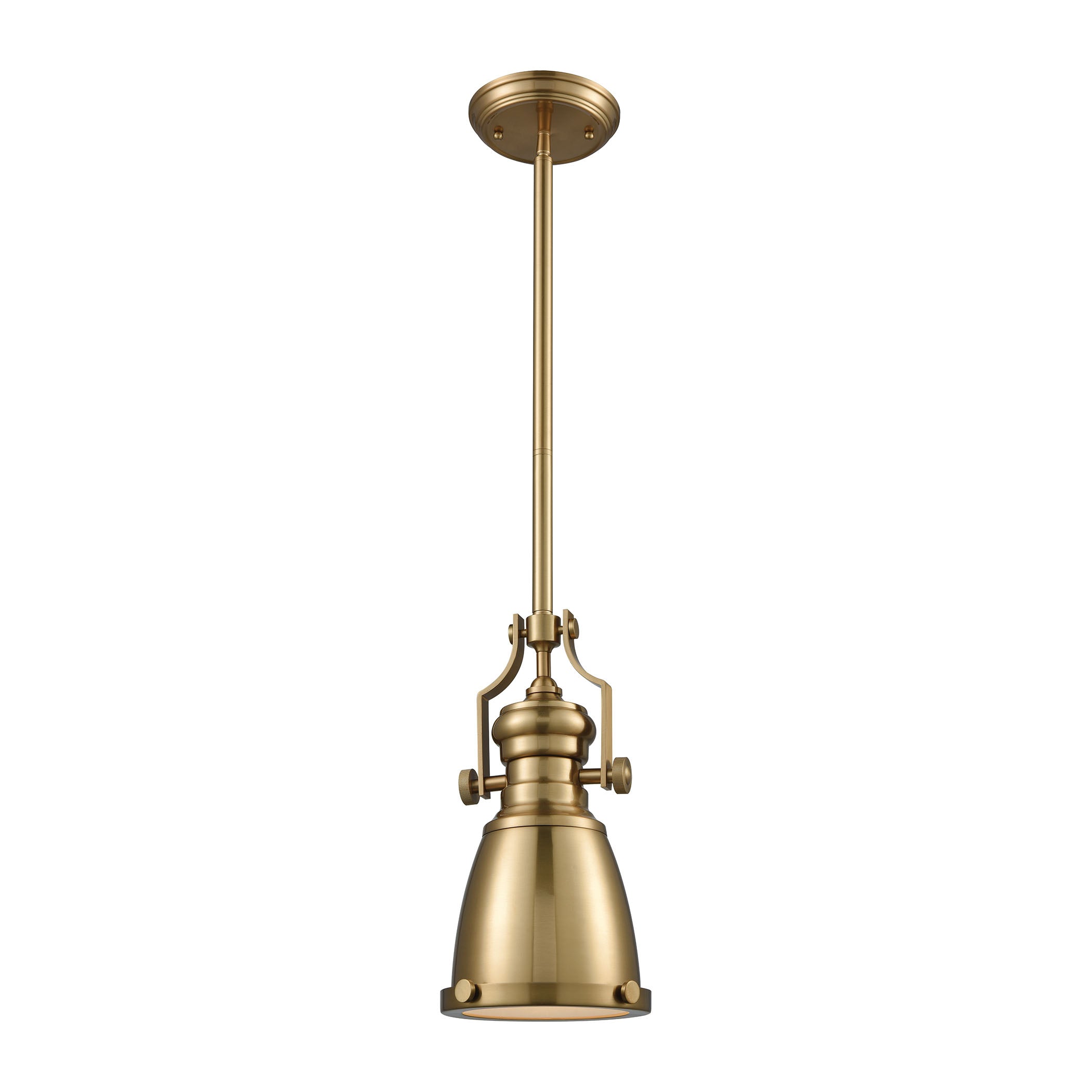 ELK Lighting 66599-1-LA Chadwick 1-Light Mini Pendant in Satin Brass with Metal Shade - Includes Recessed Adapter Kit