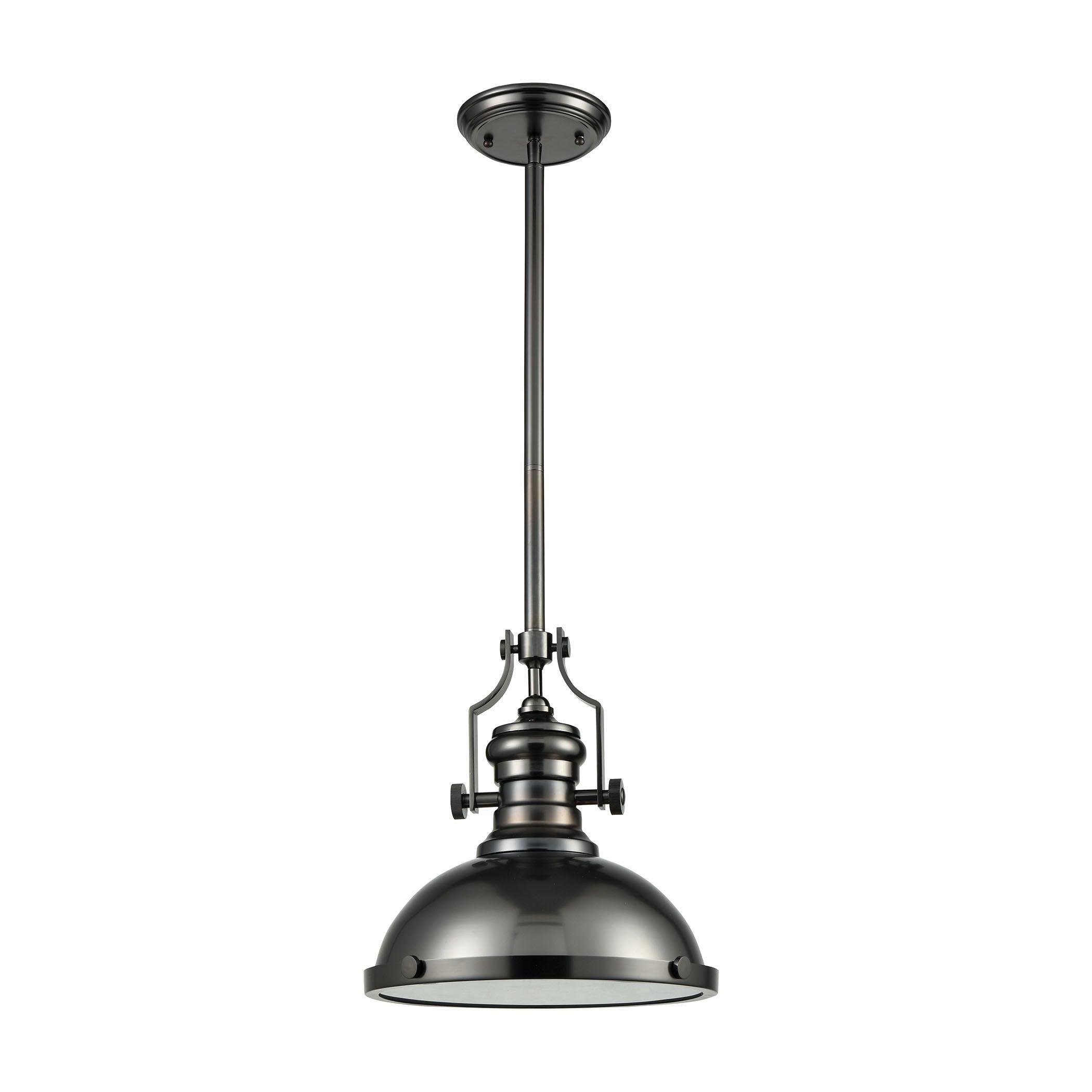 ELK Lighting 66604-1 Chadwick 3-Light Pendant in Black Nickel with Metal Shade and Frosted Glass Diffuser