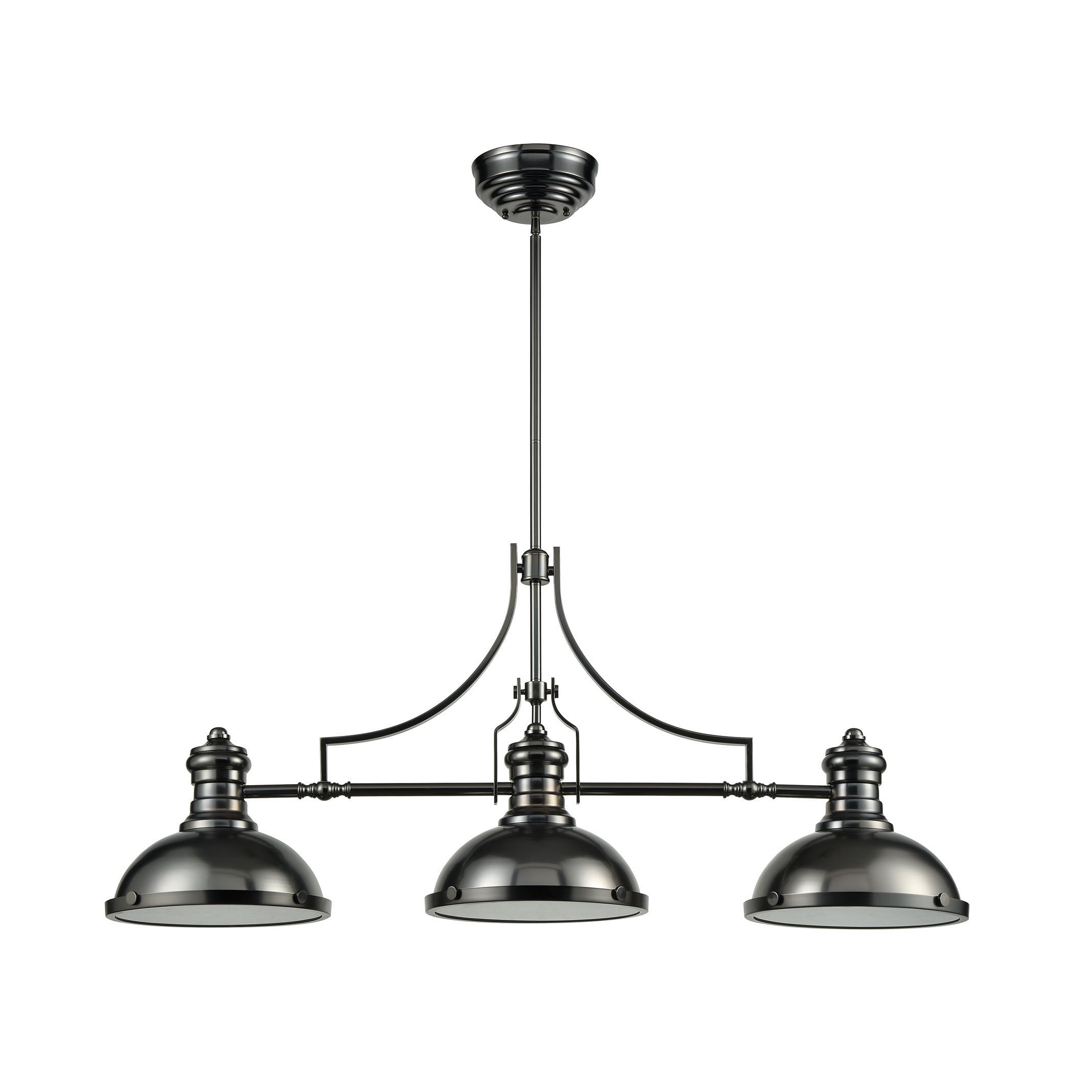 ELK Lighting 66605-3 Chadwick 3-Light Island Light in Black Nickel with Metal Shade and Frosted Glass Diffuser