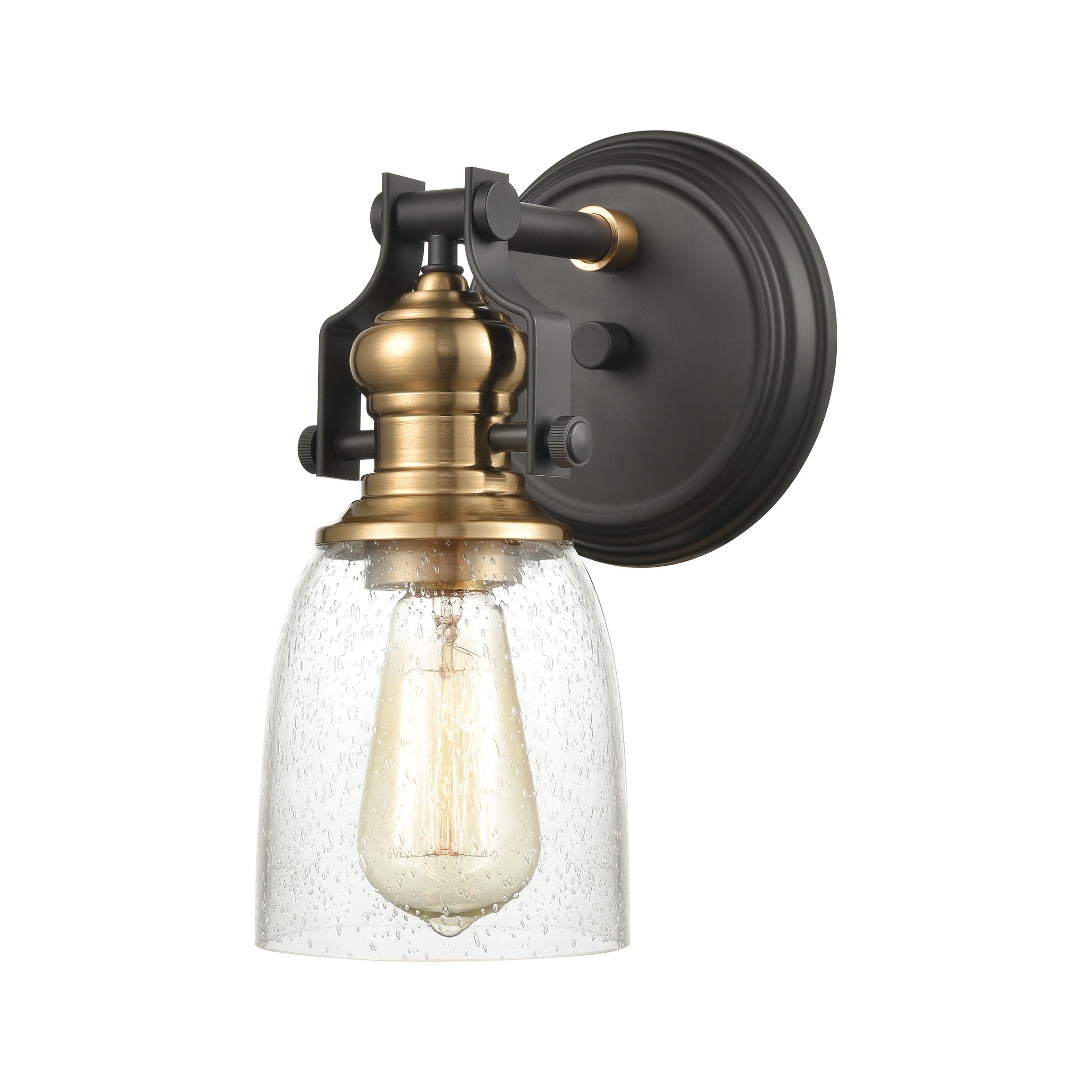 ELK Lighting 66684-1 Chadwick 4-Light Vanity Light in Oil Rubbed Bronze and Satin Brass with Seedy Glass