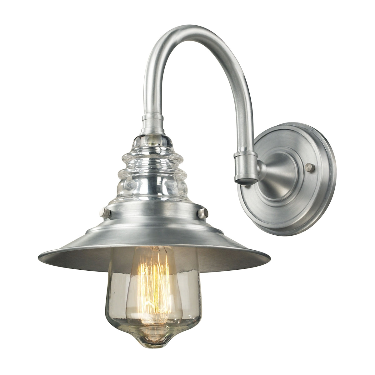 ELK Lighting 66702-1 Insulator Glass 1-Light Outdoor Wall Lamp in Brushed Aluminum
