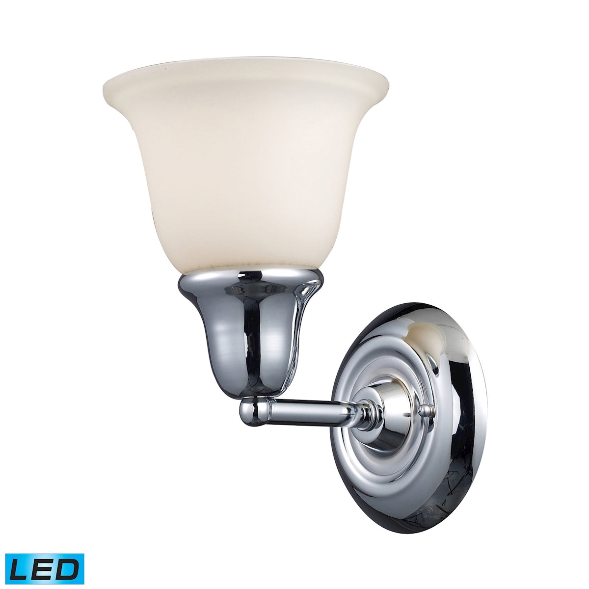 ELK Lighting 67010-1-LED Berwick 1-Light Vanity Lamp in Polished Chrome with White Glass - Includes LED Bulb