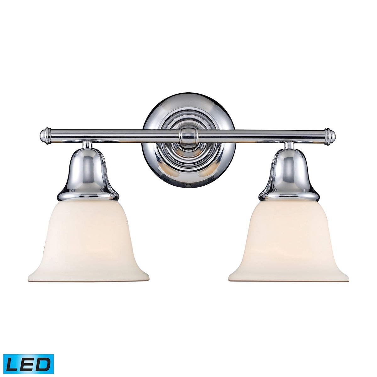 ELK Lighting 67011-2-LED Berwick 2-Light Vanity Lamp in Polished Chrome with White Glass - Includes LED Bulbs