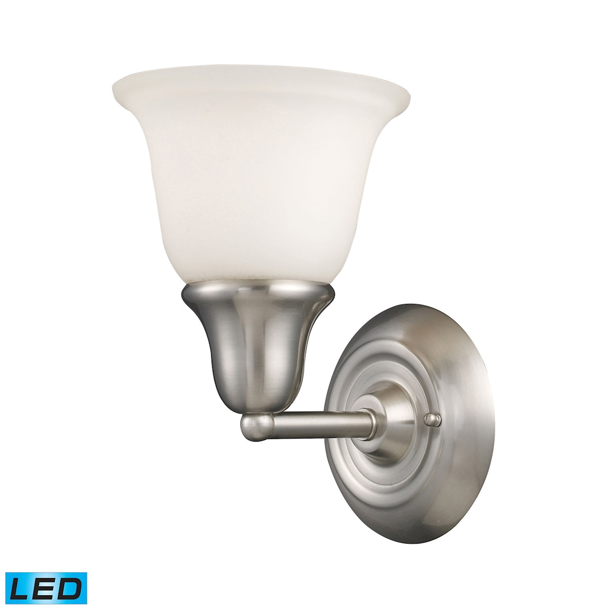 ELK Lighting 67020-1-LED Berwick 1-Light Vanity Lamp in Brushed Nickel with White Glass - Includes LED Bulb