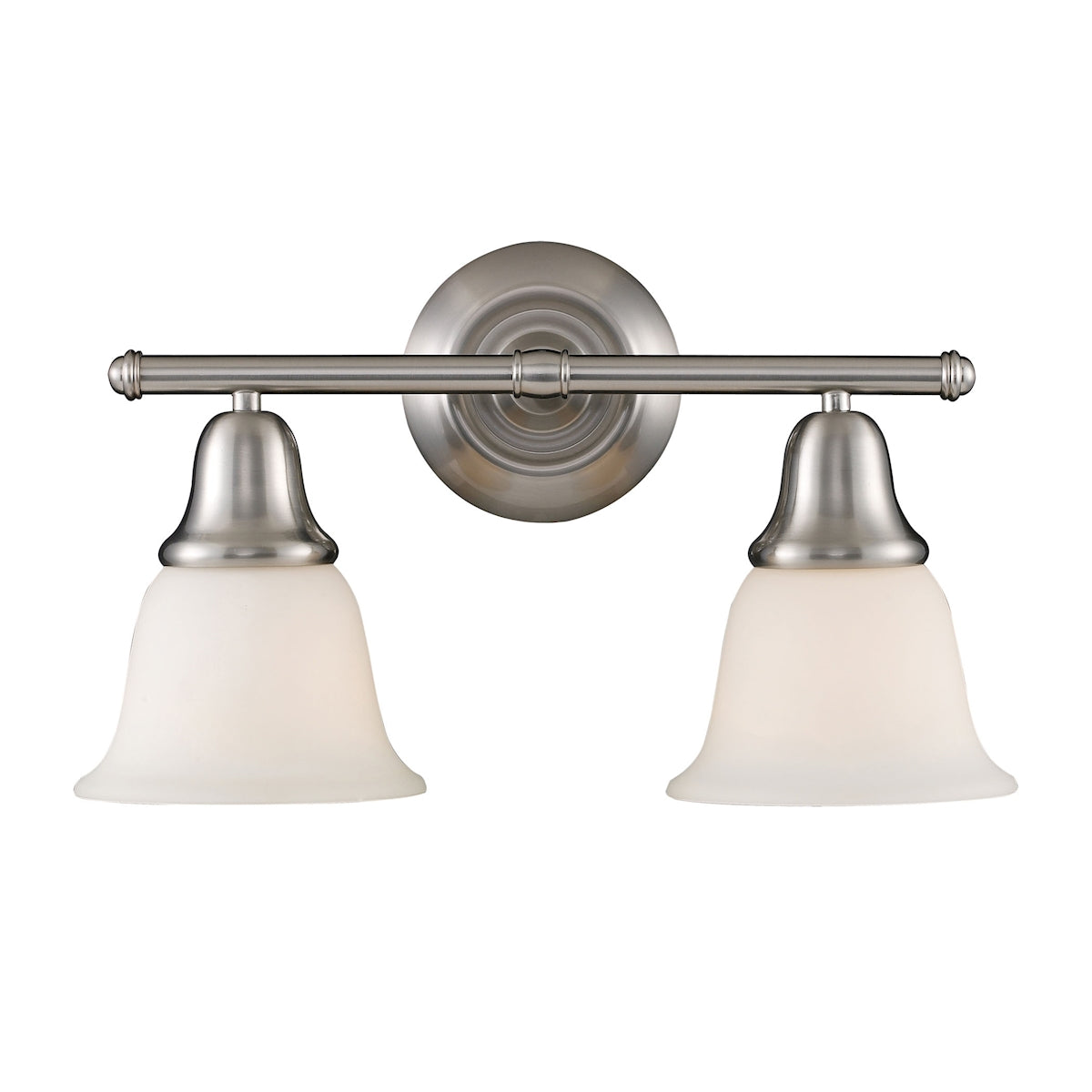 ELK Lighting 67021-2 Berwick 2-Light Vanity Lamp in Brushed Nickel with White Glass