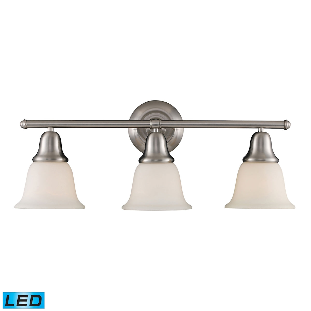 ELK Lighting 67022-3-LED Berwick 3-Light Vanity Lamp in Brushed Nickel with White Glass - Includes LED Bulbs