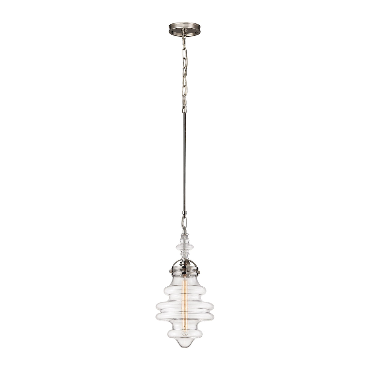 ELK Lighting 67117/1 Gramercy 1-Light Mini Pendant in Polished Nickel with Clear Glass