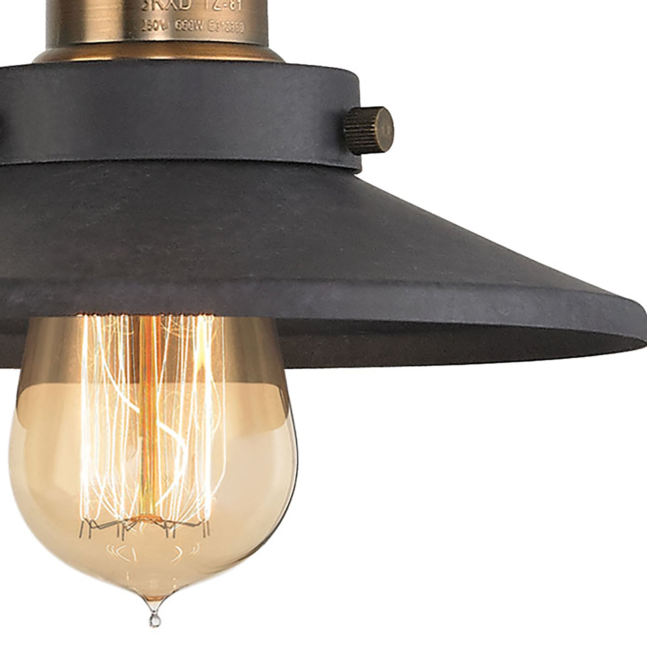 ELK Lighting 67182/3 English Pub 3-Light Vanity Lamp in Antique Brass and Tarnished Graphite with Metal Shade