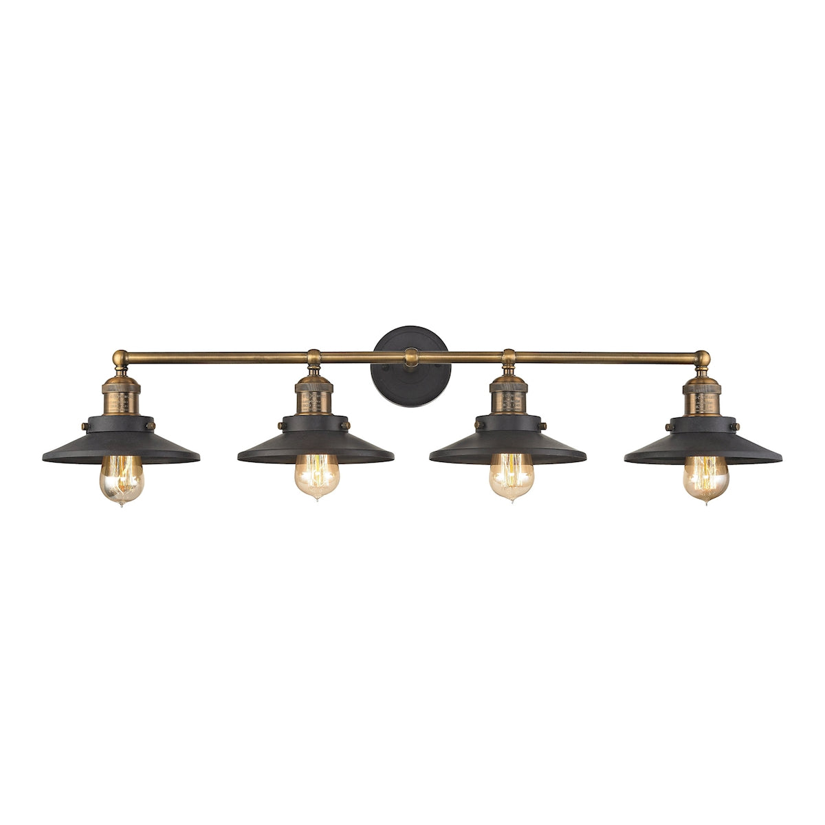 ELK Lighting 67183/4 English Pub 4-Light Vanity Lamp in Antique Brass and Tarnished Graphite with Metal Shade