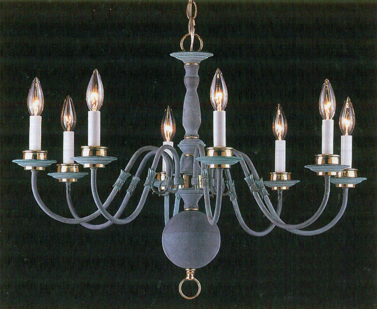 Classic Lighting 6768 V/PB Classic Willaimsburgs Traditional Chandelier in Verde with Polished Brass Accents
