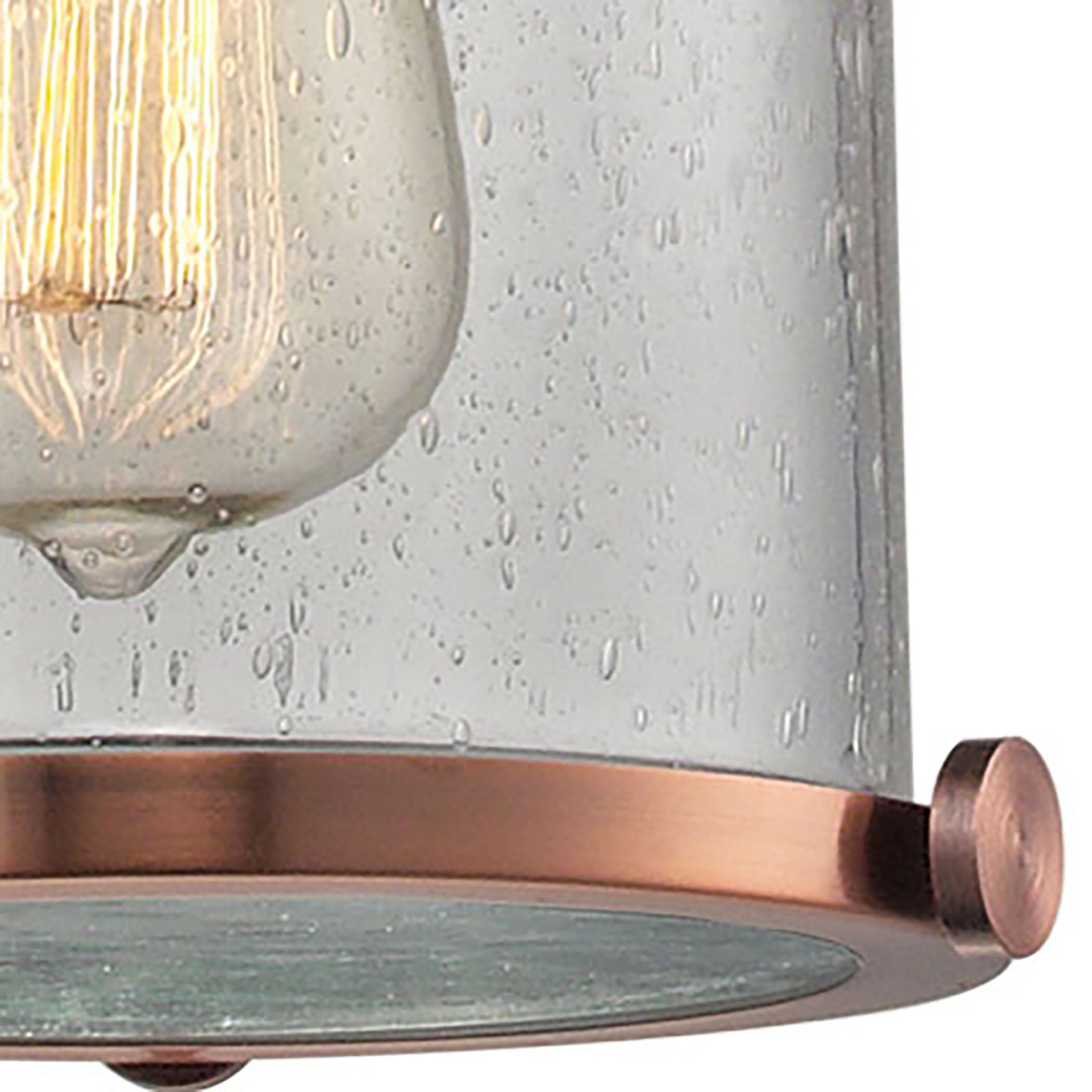 ELK Lighting 67712-1 Chadwick 1-Light Mini Pendant in Copper with Seedy Glass