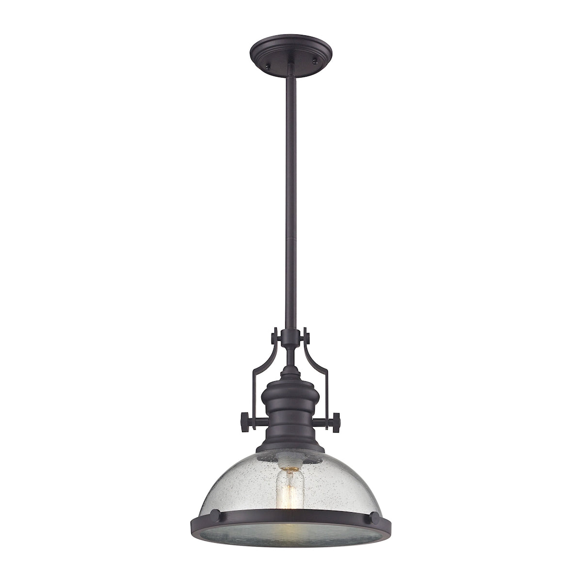 ELK Lighting 67733-1 Chadwick 1-Light Pendant in Oil Rubbed Bronze with Seedy Glass