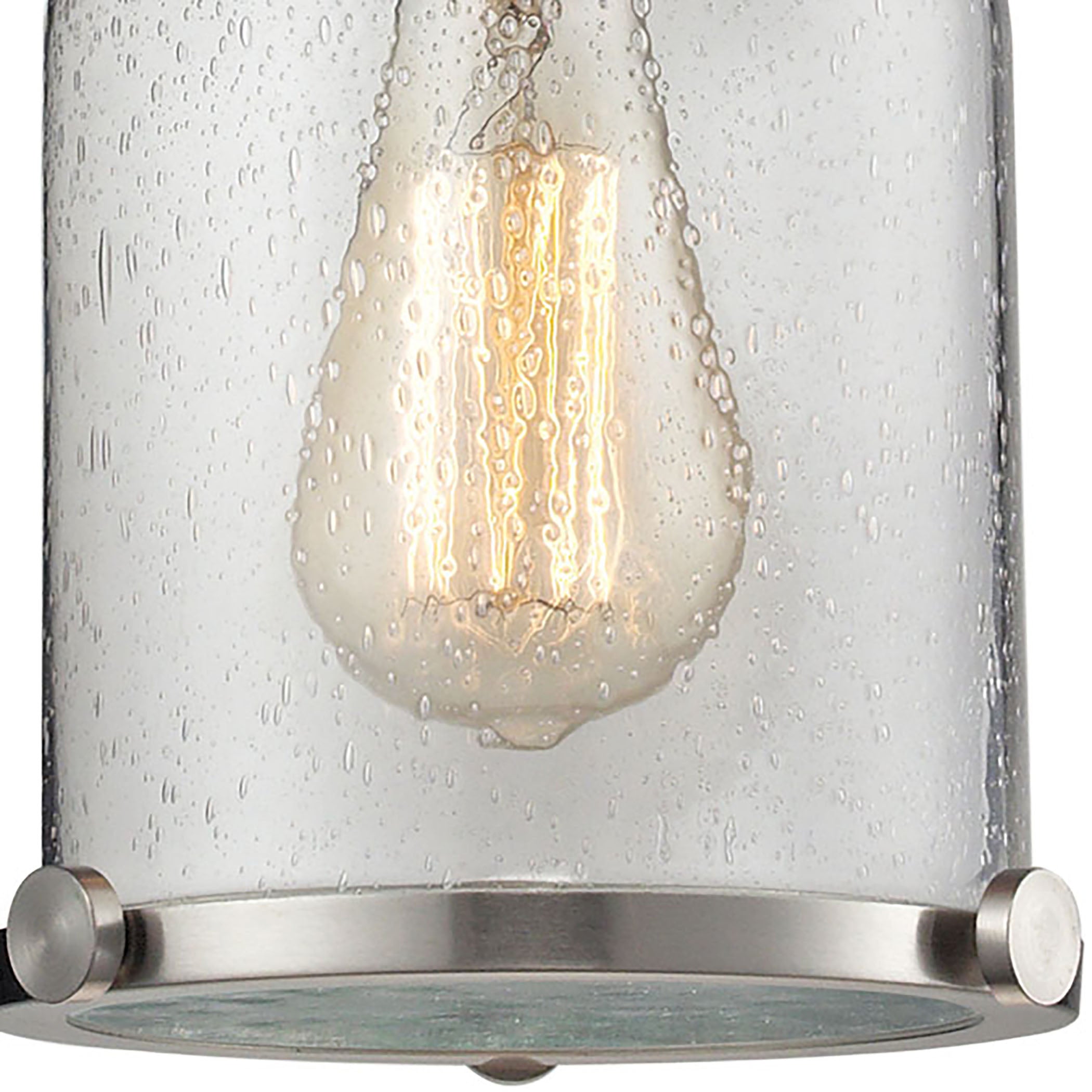 ELK Lighting 67742-1 Chadwick 1-Light Mini Pendant in Satin Nickel with Seedy Glass
