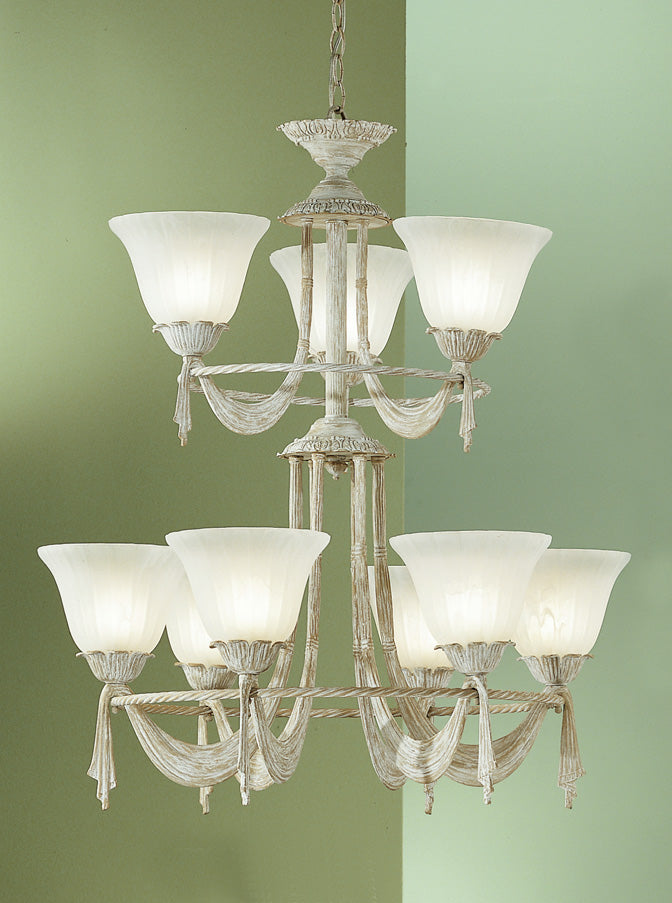 Classic Lighting 67909 WW Saratoga Cast Glass Chandelier in White