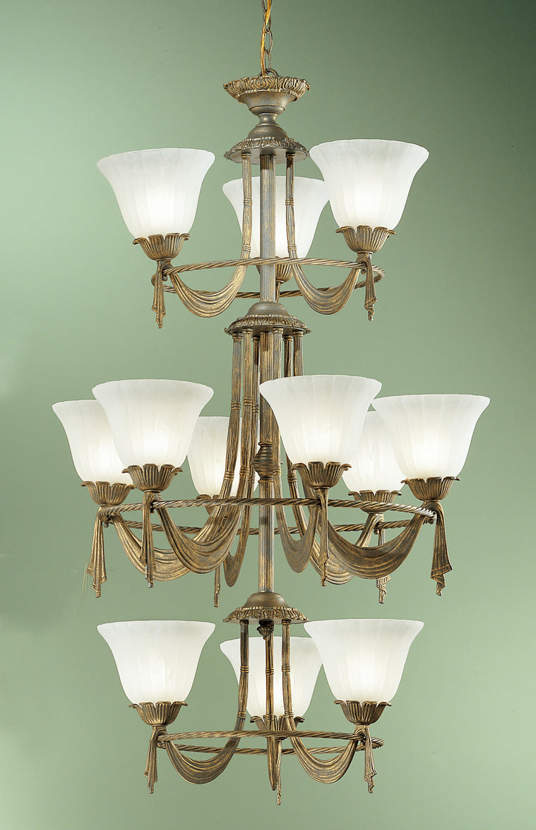 Classic Lighting 67912 WG Saratoga Cast Glass Chandelier in Weathered Gold