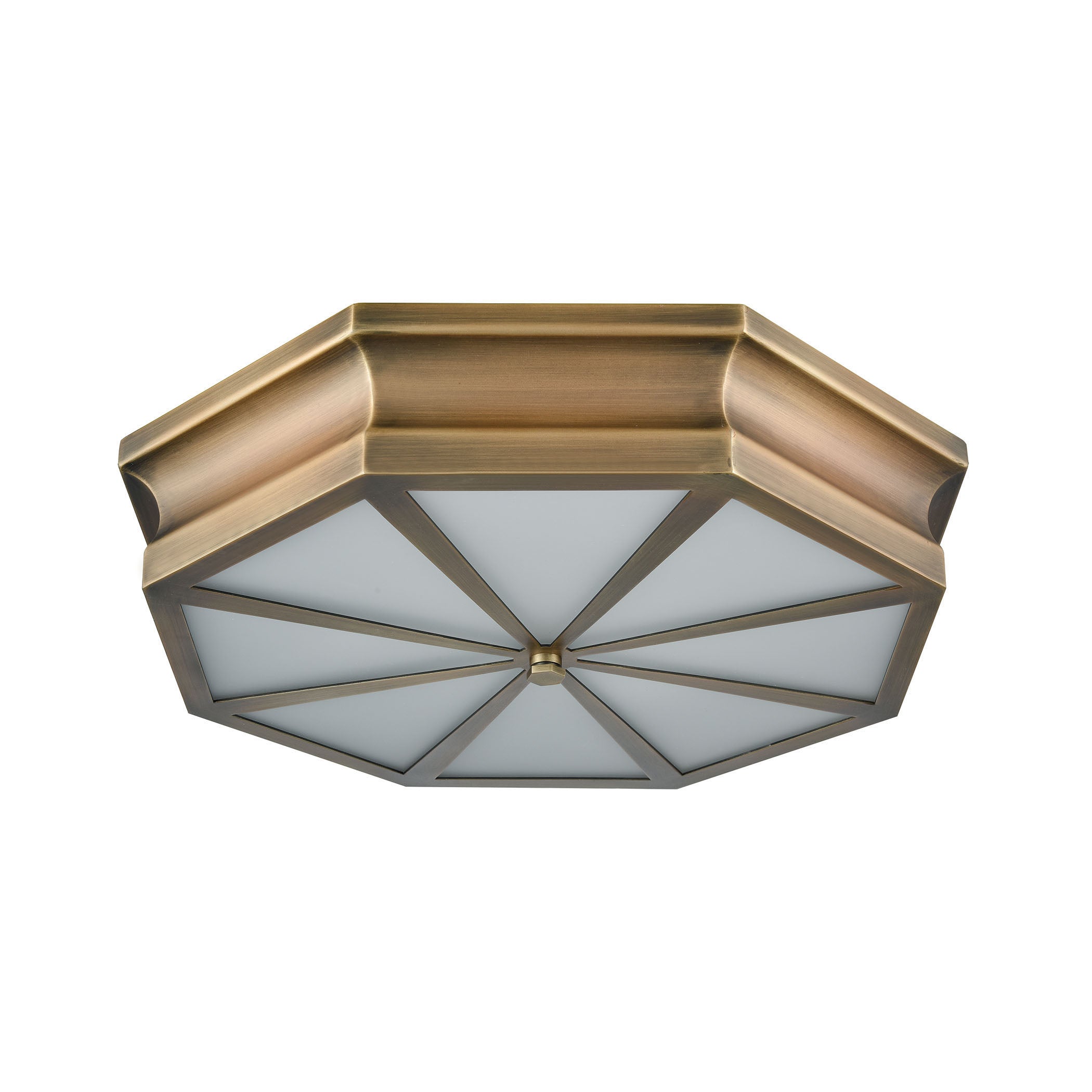 ELK Lighting 68111/3 Windsor 3-Light Flush Mount in Classic Brass with Frosted Glass Diffuser