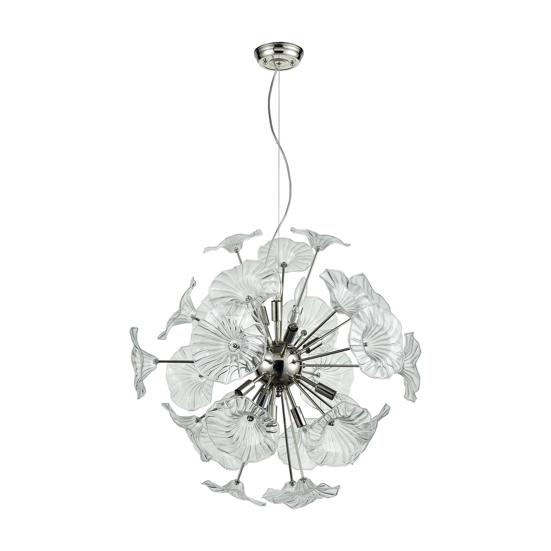 ELK Lighting 68145/12 Vershire 12-Light Chandelier in Polished Nickel with Clear Glass