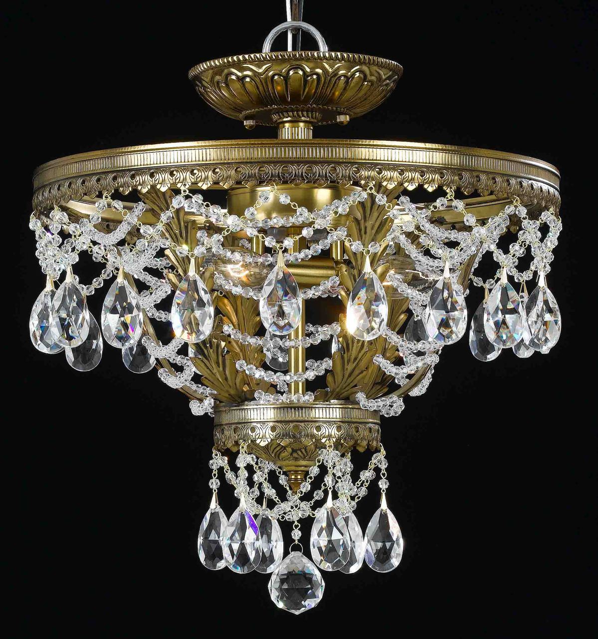 Classic Lighting 68910 RNB CP Contessa Crystal Flushmount in Brass