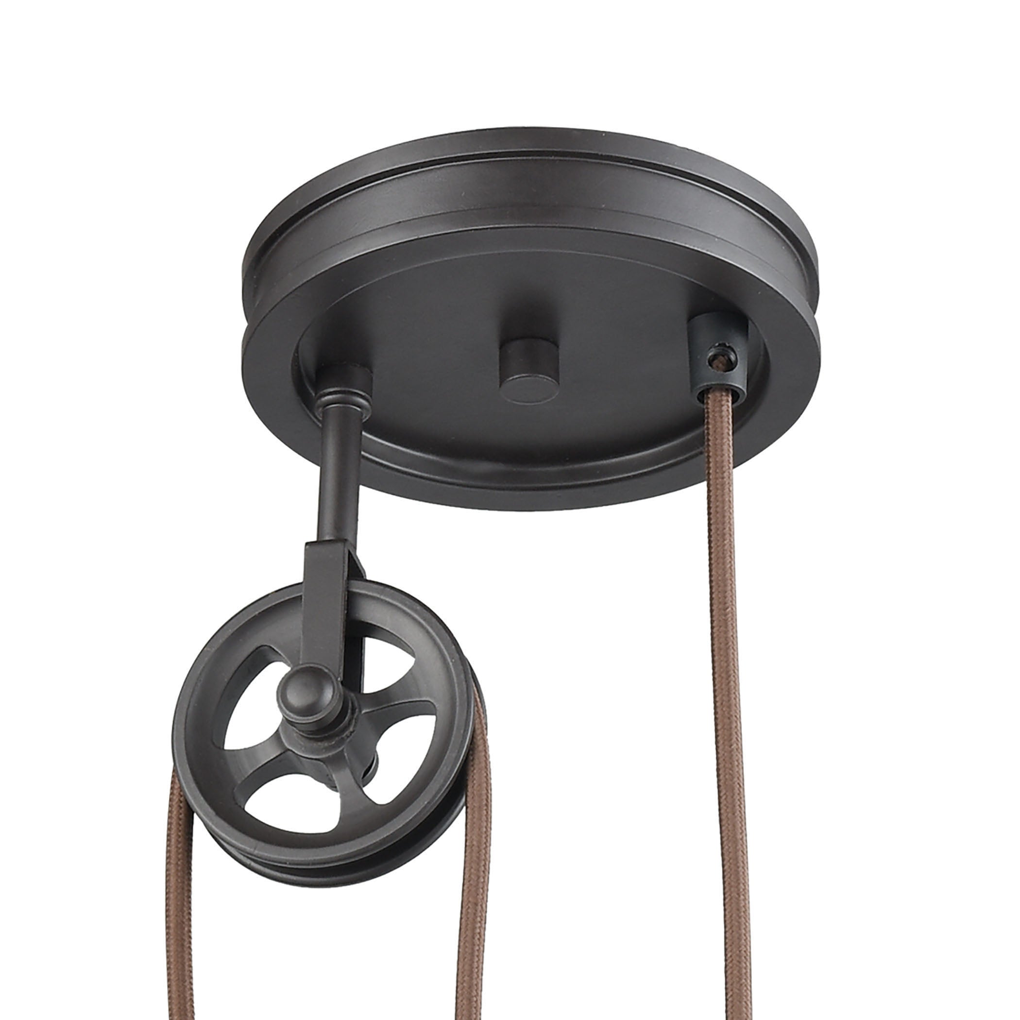 ELK Lighting 69083/1 Spindle Wheel 1-Light Adjustable Pendant in Oil Rubbed Bronze with Matching Shade