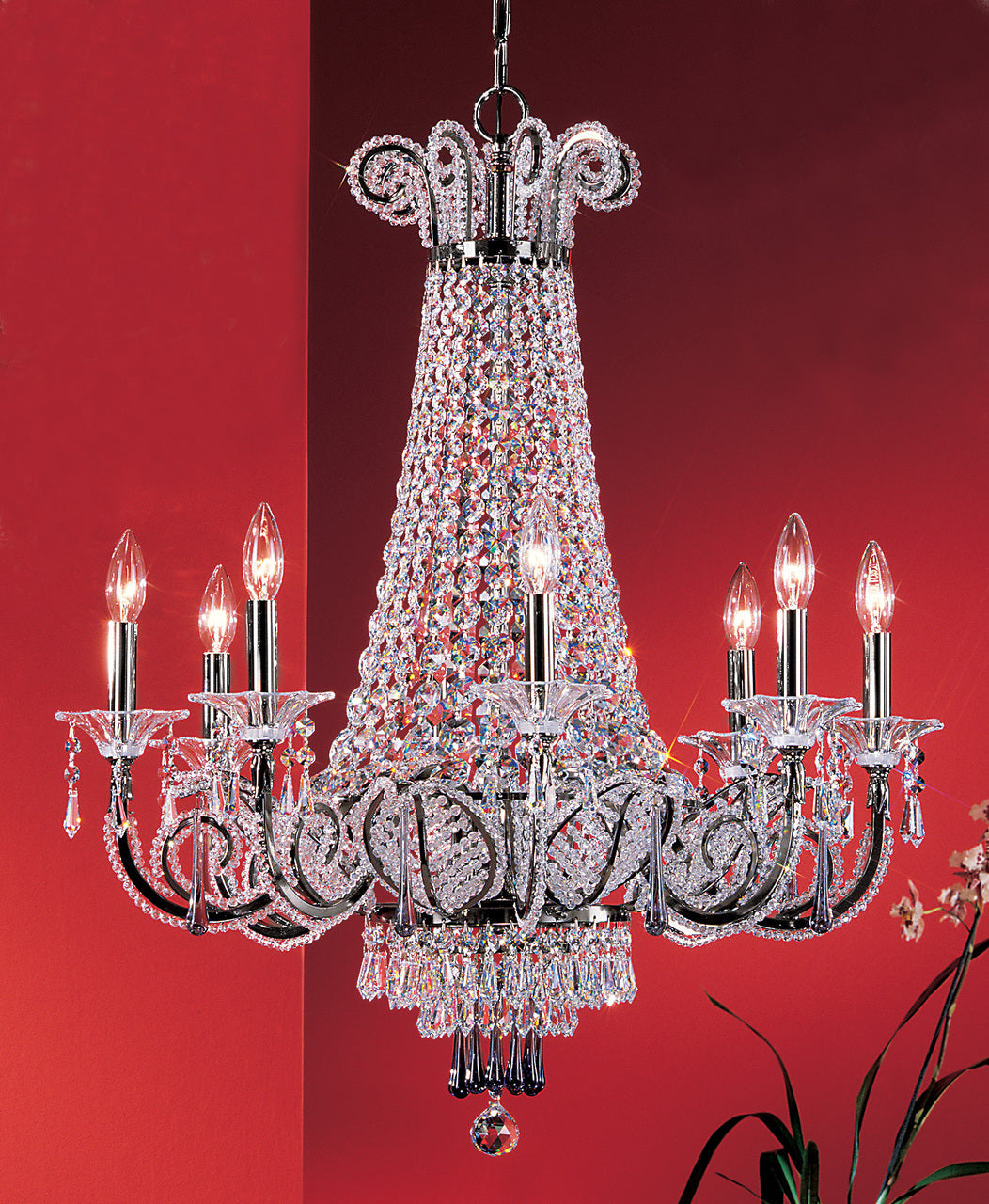 Classic Lighting 69758 EP DCL S Beaded Leaf Crystal Chandelier in Ebony Pearl