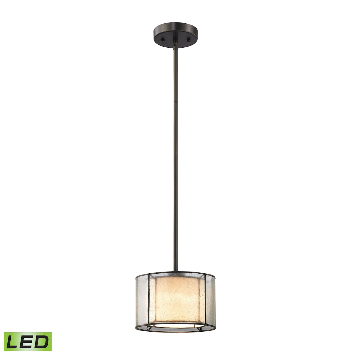 ELK Lighting 70224/1-LED Mirage 1-Light Mini Pendant in Tiffany Bronze with Seedy and Amber Art Glass - Includes LED Bulb