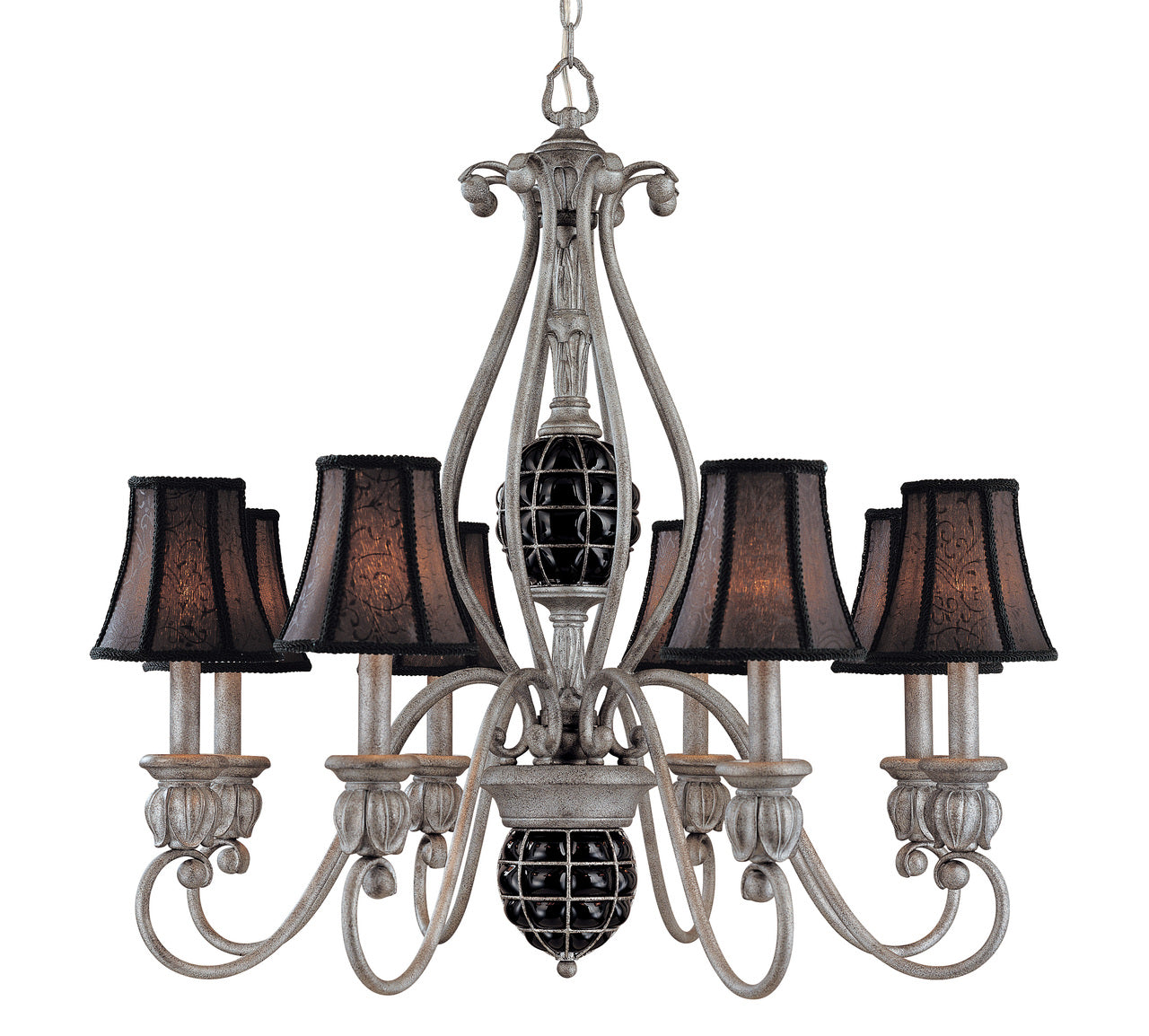 Classic Lighting 71128 AN Catturatto Captured Glass Chandelier in Argento Negro