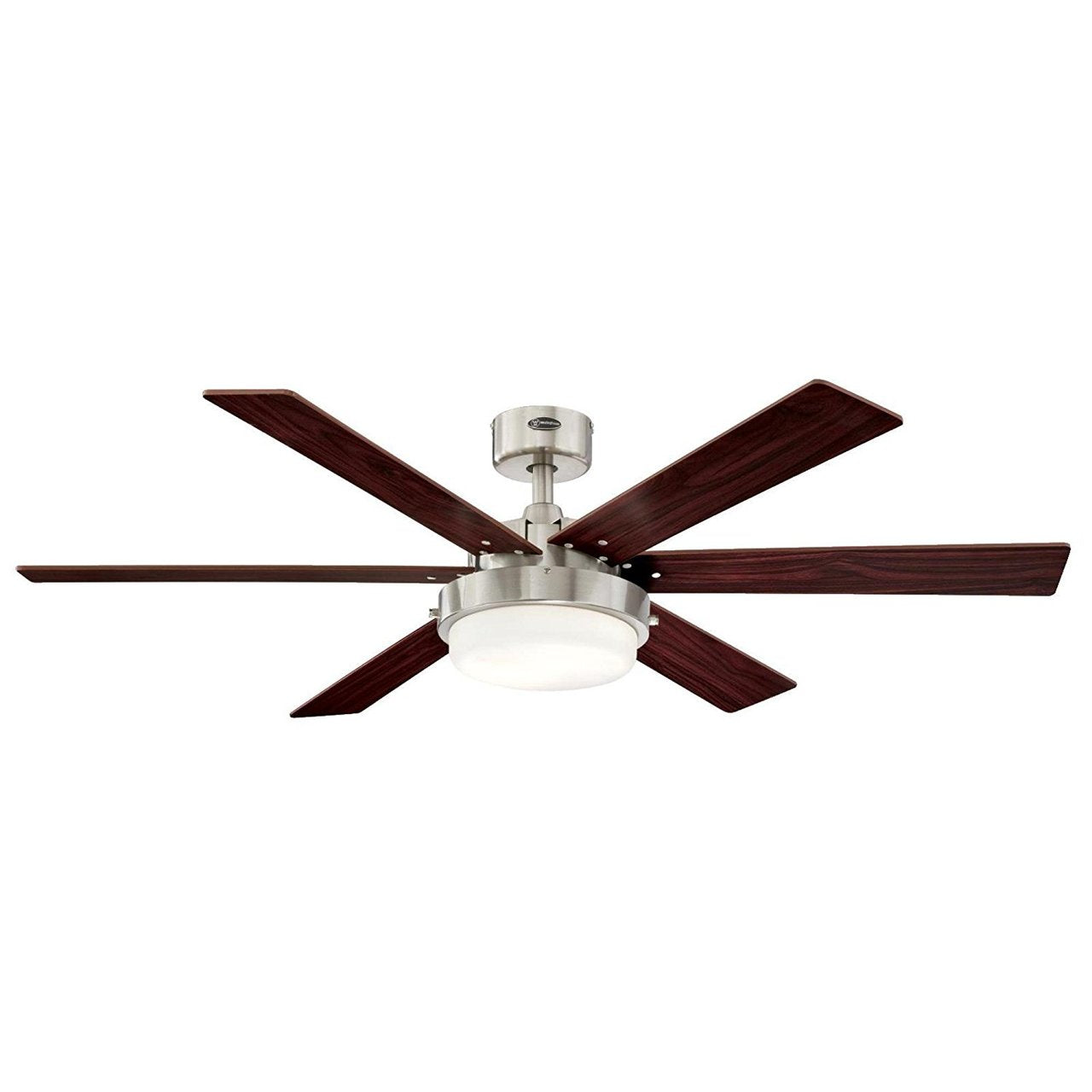 Westinghouse 7205100 Contemporary Alloy II 52 inch Brushed Nickel Indoor Ceiling Fan, Led Light Kit with Opal Frosted Glass