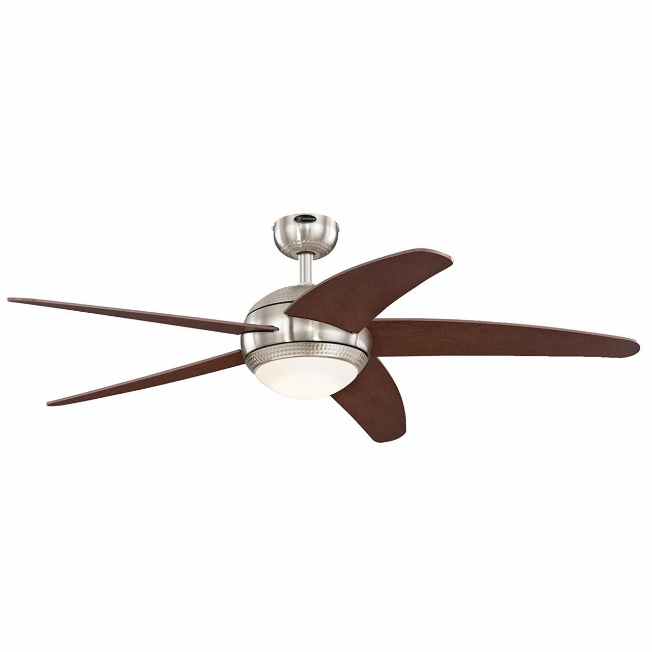 Westinghouse 7206500 Bendan LED 52-inch Brushed Nickel with Hammered Accents Indoor Ceiling Fan, Dimmable LED Light Kit with Opal Frosted Glass, Remote Control Included