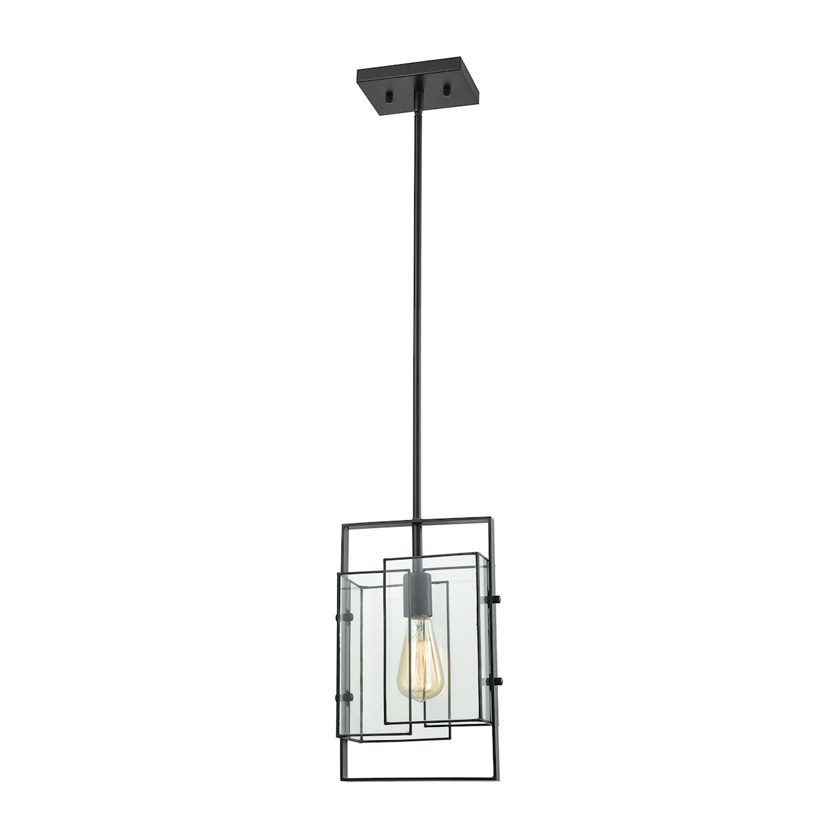 ELK Lighting 72163/1 Stratus 1-Light Mini Pendant in Oil Rubbed Bronze with Clear Glass