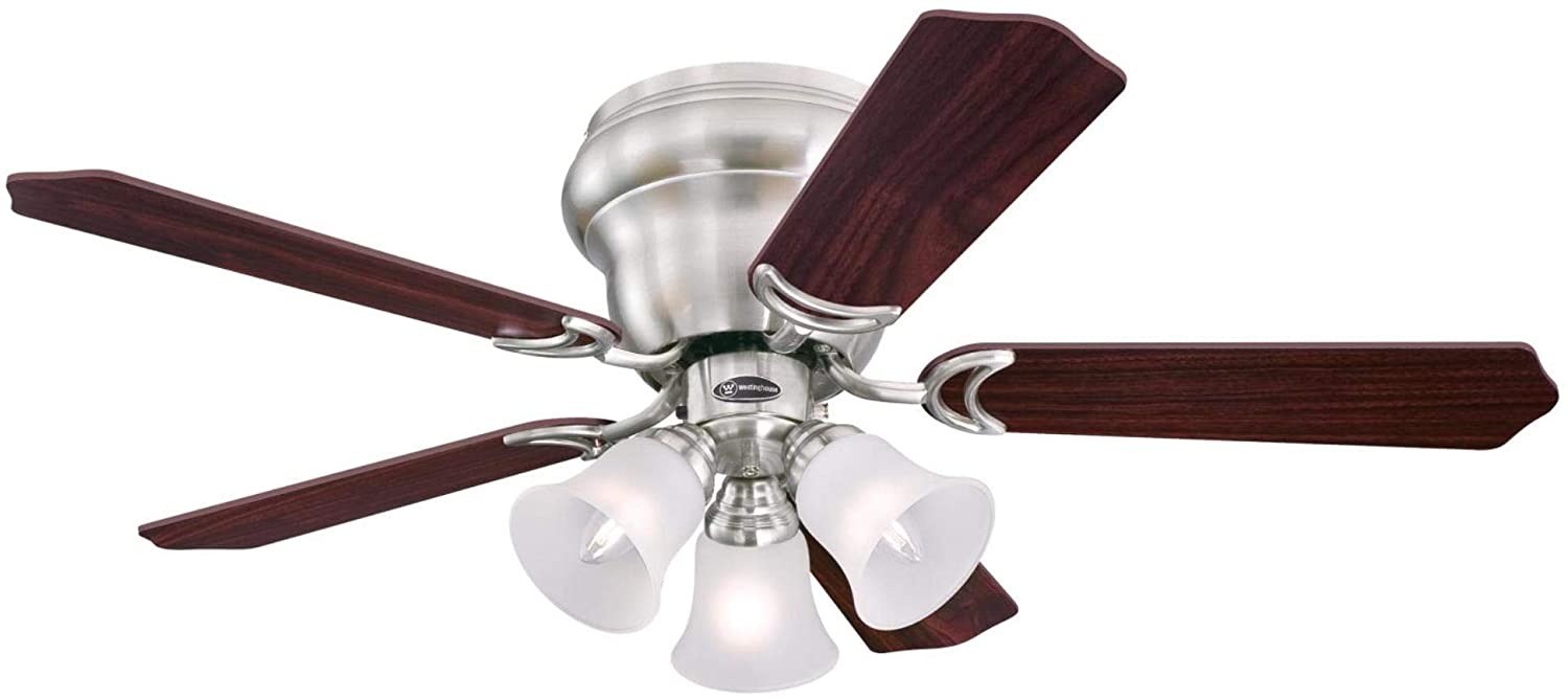 Westinghouse Lighting 7231900 CONTEMPRA TRIO Indoor Ceiling Fan with LED Light, 42 Inch, BRUSHED NICKEL