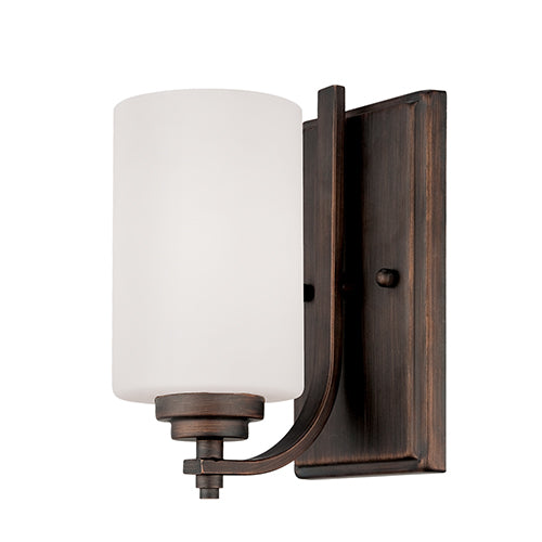 Millennium Lighting 7261-RBZ Bristo Etched White Wall Sconce in Rubbed Bronze