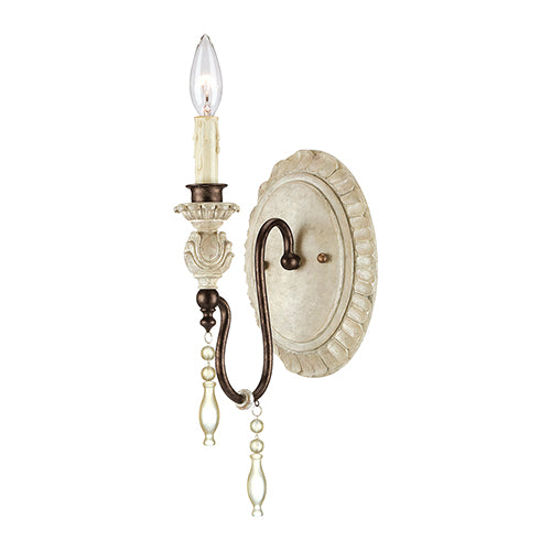 Millennium Lighting 7301-AW/BZ Denise Wall Sconce with Antique White Finish and Decorative Crystal Accents