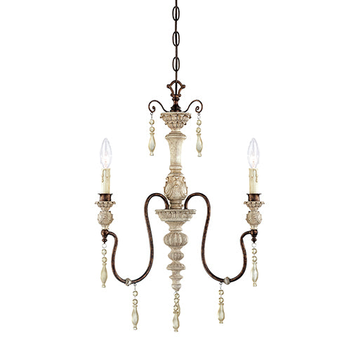 Millennium Lighting 7303-AW/BZ Denise Antique White 3 Light Chandelier with Crystal Accents