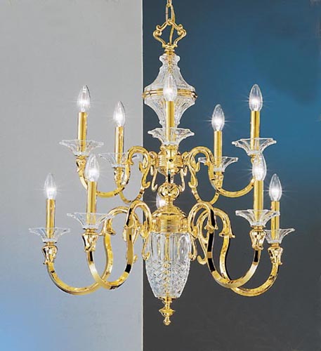 Classic Lighting 7545 Weatherford Glass Chandelier in 24k Gold (Imported from Spain)