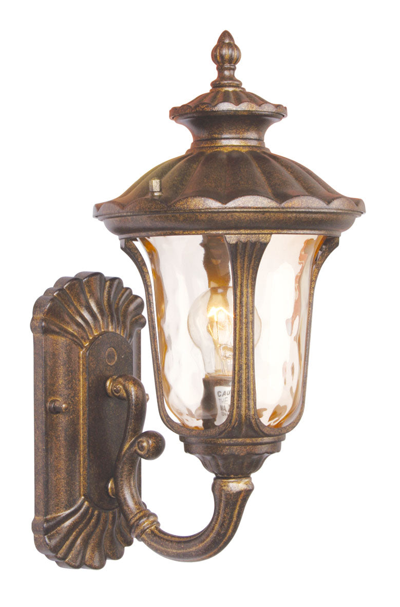 LIVEX Lighting 7650-50 Oxford Outdoor Wall Lantern in Moroccan Gold (1 Light)