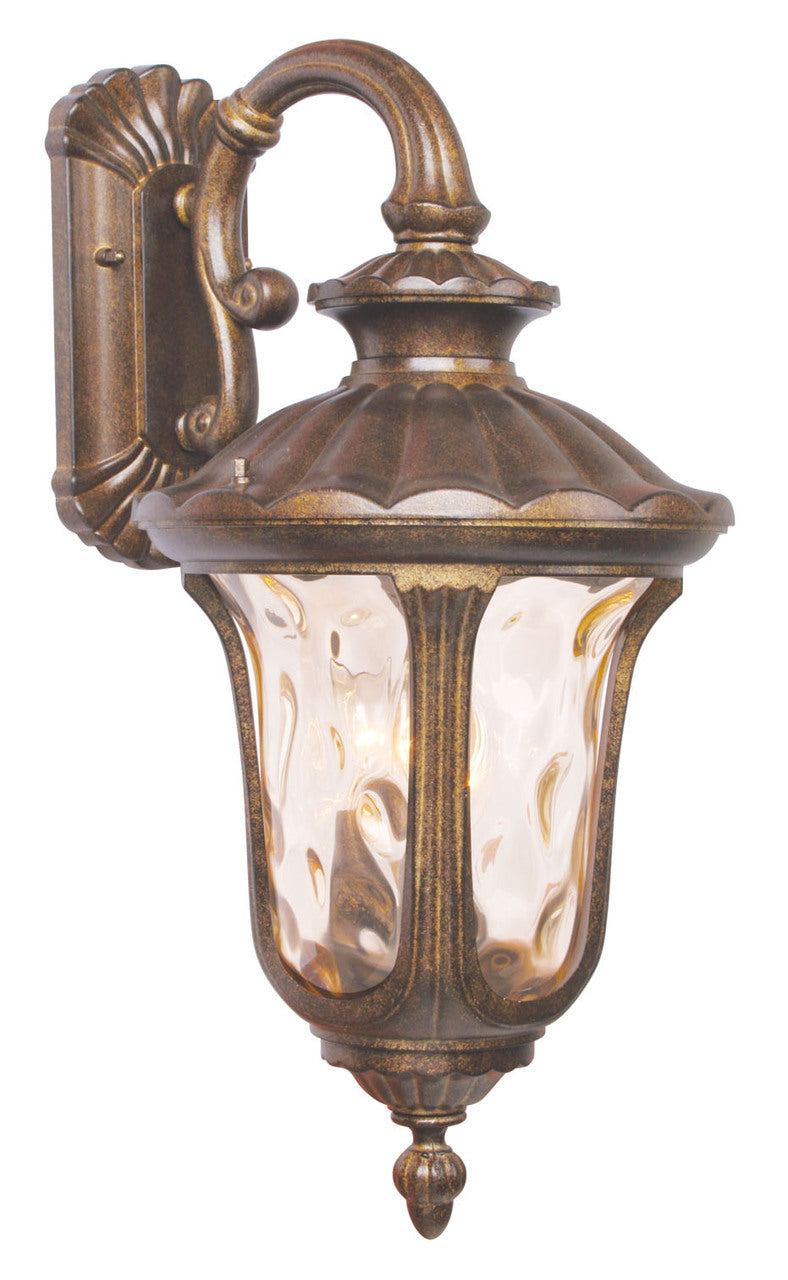 LIVEX Lighting 7657-50 Oxford Outdoor Wall Lantern in Moroccan Gold (3 Light)